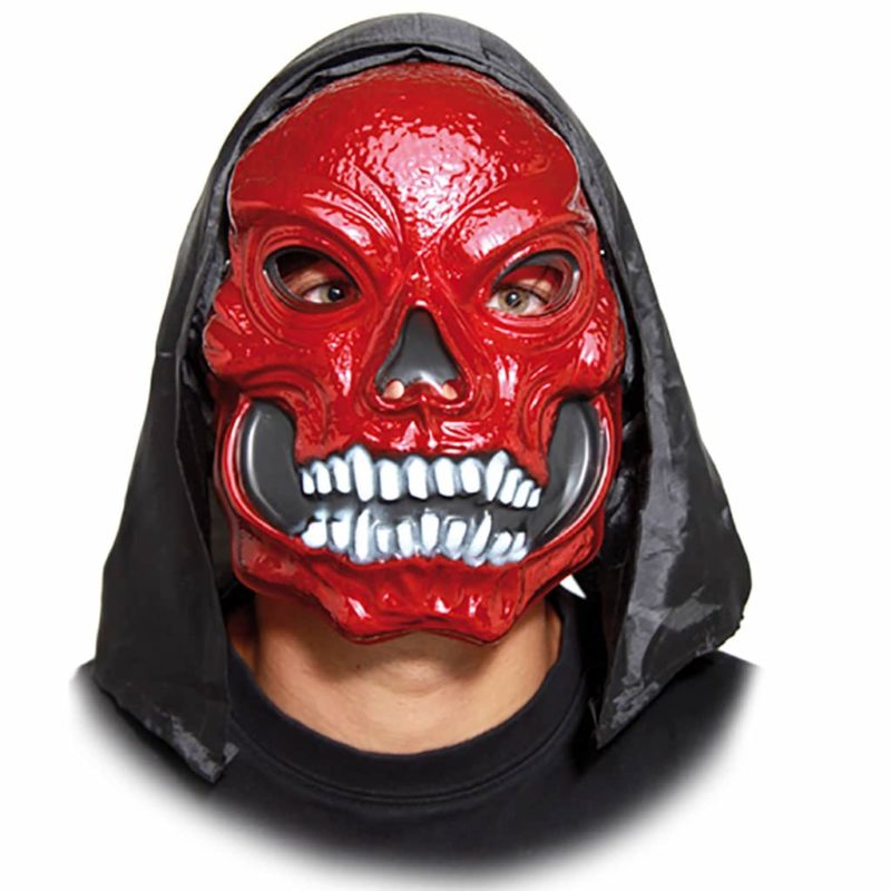 Màscara Calavera Vermella Amb Caputxa (3 Unitats)